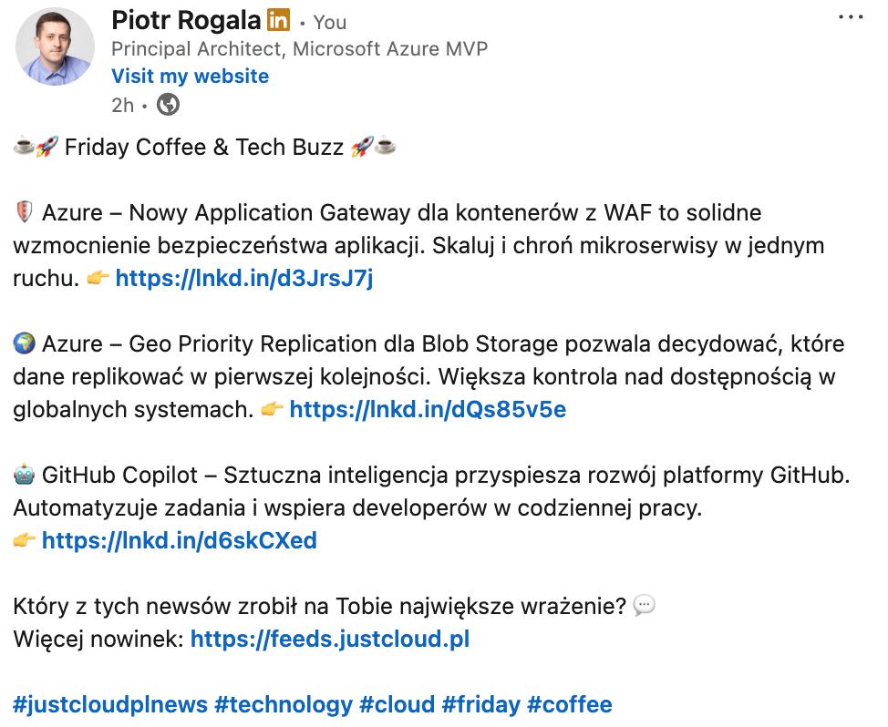 IT Feeds na LinkedIn - cotygodniowe podsumowanie